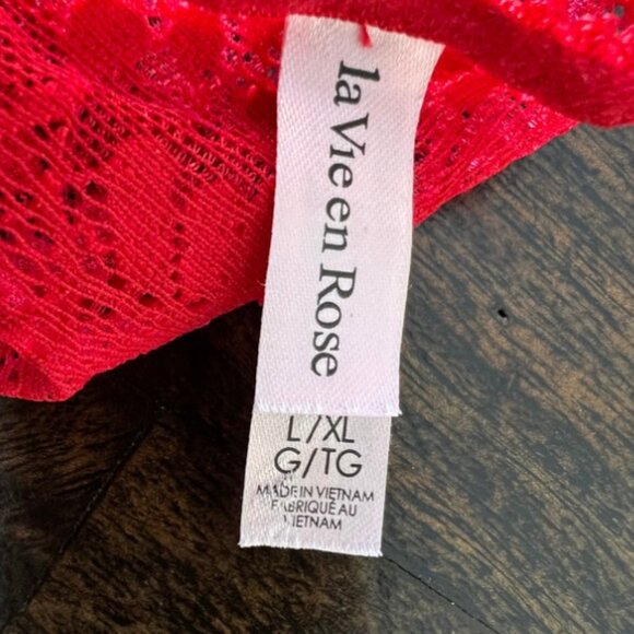 LA VIE EN ROSE One Piece lingerie / Lace bodysuit/ Red / Size L-XL - Picture 8 of 9
